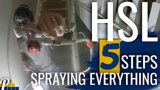 HVLP Spraying a Staircase and Airless Spraying Interior Walls [upl. by Nnhoj871]