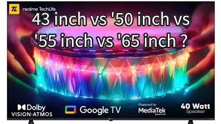 43 inch vs 50 inch vs 55 inch vs 65 inch TV size comparison with area and dimensions [upl. by Owain]