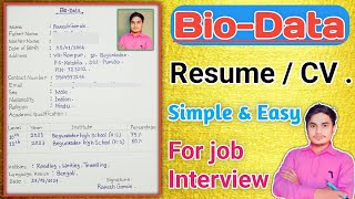 Biodata format  How to write biodataResume  Biodata kaise banaye  rktutorno1 [upl. by Andromeda]