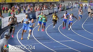 Noah Lyles anchors Team USA to heat win in mens 4x100m at World Athletics Relays  NBC Sports [upl. by Aelc]