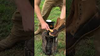 WaterProofing my Boots hobnailboots boots logger cabin lumberjack outdoors bushcraft oil [upl. by Daegal]