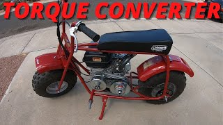 Torque converter install on the Coleman CT200U minibike  top speed [upl. by Neve725]