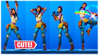 FORTNITE CUTE JULES SKIN SHOWCASED WITH 69 DANCE EMOTES 😍❤️ [upl. by Acinoed75]