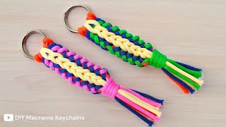 Super Easy Paracord Keychain  Macrame Paracord Keychain Tutorial [upl. by Anilam]