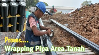 Melihat Proses Wrapping pipa gashidrant Instalasi area tanah polyken wraping tape [upl. by Letsyrk316]