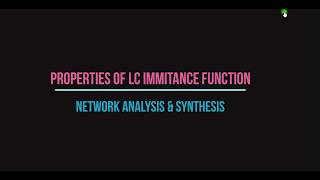 NAS LC immittance function properties [upl. by Rosenzweig]