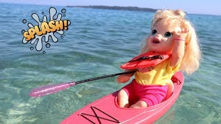 My Baby Alive doll Sara having fun at the Beach ride a Kayak and drowned Bananakids [upl. by Inaliak]