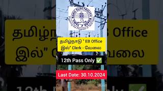 தமிழ்நாடு TNEB Officeஇல் Clerk வேலை⚡12th Pass Only ✅ job shorts tneb tnebrecruitment2024 [upl. by Avehsile263]