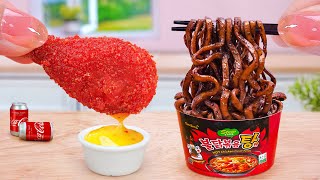 Best Korean Street Food 😍 Miniature Black Bean Noodle Fried Chicken Cheetos  Tina Mini Cooking [upl. by Eitsirc]