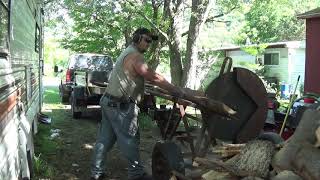 Demonstrating Using A Cordwood Buzz Saw With Slab Wood With A Tecumseh 8hp Engine [upl. by Gnoh384]