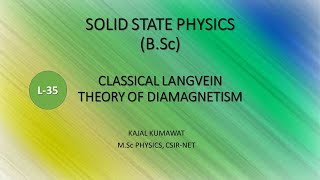 Lecture35 Classical Langevin Theory of Diamagnetism [upl. by Humo]