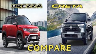 Hyundai Creta Vs Maruti Brezza Comparison SUV 2024  deepakofcarsinfo [upl. by Bremser]