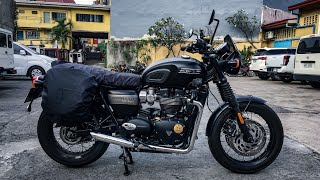 Full exhaust system on a 2022 Triumph Bonneville T120 [upl. by Notsgnik]