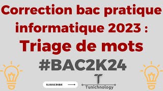 Correction bac pratique informatique 2023  Triage de mots [upl. by Nyllek]