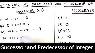 Successor and Predecessor of an Integer  How to find successor and predecessor of a number [upl. by Rogers]