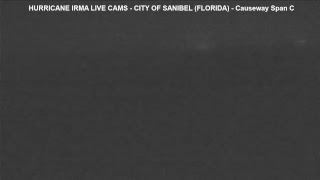 Hurricane Irma Cam  City of Sanibel Florida  Causeway at night [upl. by Ardnekat]