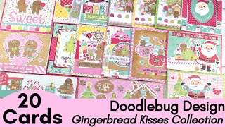 20 Christmas Cards with Doodlebug Design Gingerbread Kisses Collection [upl. by Nette840]