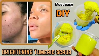 DIY Tumeric scrub for SKIN LIGHTENING  clear dark spots amp hyperpigmentations  5 ingredients scrub [upl. by Ocinemod]