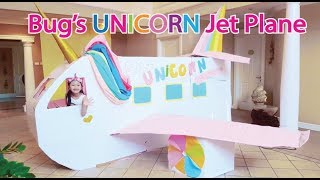 Bugs UNICORN Barbie Airplane Boxfort  Airport Pretend Play [upl. by Leunad131]