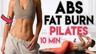 ABS FAT BURN PILATES WORKOUT 🔥 Tone amp Sculpt a Flat Stomach  10 min [upl. by Nnayhs]