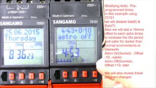 Sangamo DIN 72101 amp 72201  Modify PreProgrammed Astro times [upl. by Akeenahs752]