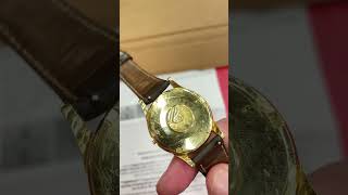 Authentic Omega Constellation 18k Yellow Gold Case w Leather Band Mens Watch omega goodwill [upl. by Yauqram]