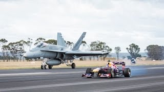 Daniel Ricciardo Drag Races F1 Car vs FA18 Hornet ✈️ [upl. by Teodoor8]