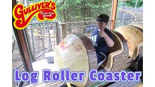 Gullivers Kingdom Matlock Log Roller Coaster onride Pov July 2022 [upl. by Elkcim]