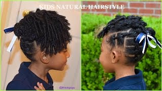 KIDS NATURAL HAIRSTYLES Easy Little Girls Rubberband BraidsBeginner Friendly BACK TO SCHOOL [upl. by Izabel]