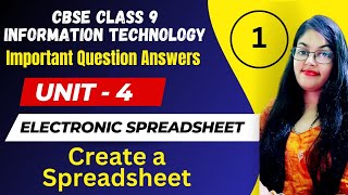 Electronic Spreadsheet Important Question Answers Part 1  CBSE Class 9 Information Technology 402 [upl. by Leary]