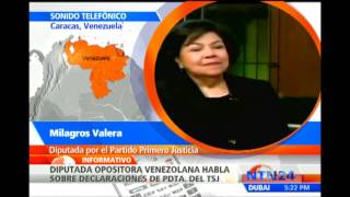 Diputada opositora venezolana habla en NTN24 sobre las declaraciones de la Pdta del TSJ [upl. by Ditter360]