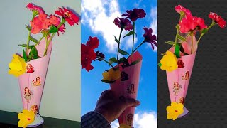 DIY Paper Flower Vase handmade Flower vase DIY Ideas Paper crafts tutorial [upl. by Song47]