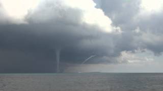 Waterspouts Lake Michigan Off Winthrop Harbor Illinois [upl. by Airdnalahs]