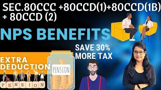 Section 80CCC 80CCD1 80CCD1B 80CCD2 NPS tax benefits Contribution to pension funds [upl. by Nipha500]