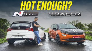 Hyundai i20 N Line vs Tata Altroz Racer  For the fun of it  Comparo  Autocar India [upl. by Hassin578]