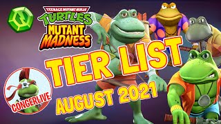 TMNT mutant madness UPDATED TIER LIST AUGUST 2021 [upl. by Urian]