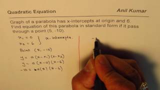 Equation of Parabola from two X Intercepts and a Point [upl. by Eissen500]