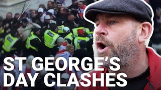 We want our country back  St Georges day march sees violent clashes with police [upl. by Ahsieyk]