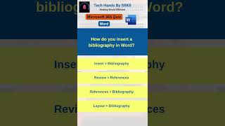 How do you insert a bibliography in Word WordTraining WordQuiz Microsoft365 MSWordQuiz [upl. by Wan]