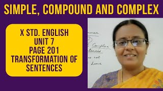 X STD ENGLISH GRAMMAR  Simple Compound and Complex  Transformation  TNPSC Group 2 English [upl. by Gschu963]