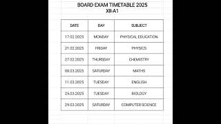 Xii board exam timetable educationtoall [upl. by Anaitsirhc]