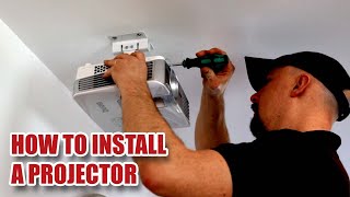 How to Install a Projector on a Ceiling with 90quot Screen detailed install [upl. by Doroteya]