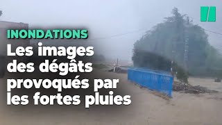 Les images des dégâts des pluies diluviennes dans lArdèche et la Drôme [upl. by Aneda]