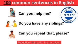 100 Common Sentences in English  Learning English Speaking  Level 1  Daily English 01 [upl. by Ginder]