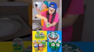 Starbucks cake vs popular drinks ice cream challenge🍨 starbucks funny by Ethan Funny Family [upl. by Nollad445]