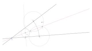 TRAZAR UNA CIRCUNFERENCIA TANGENTE A DOS RECTAS Y QUE PASE POR UN PUNTO [upl. by Pahl]