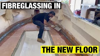 FIBREGLASSING in the NEW FLOOR  FLOW COATING  Pacemaker 20ft  Full BOAT RESTORATION V2  Part 16 [upl. by Ardle]