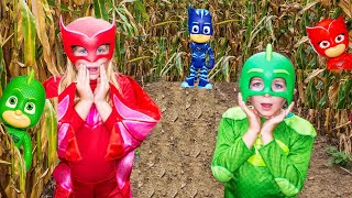 PJ Masks Gekko featuring Assistant Owlette Catboy tour the Corn Maze [upl. by Aicirpac]