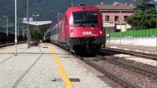 Ausfahrt einer ÖBB Lok RH 1216 012 mit EC in Rovereto Italien [upl. by Brighton]