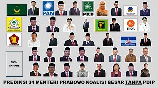 34 CALON MENTERI KOALISI BESAR KABINET PRABOWO TANPA PDIPPREDIKSIprabowo pks nasdem [upl. by Siclari358]